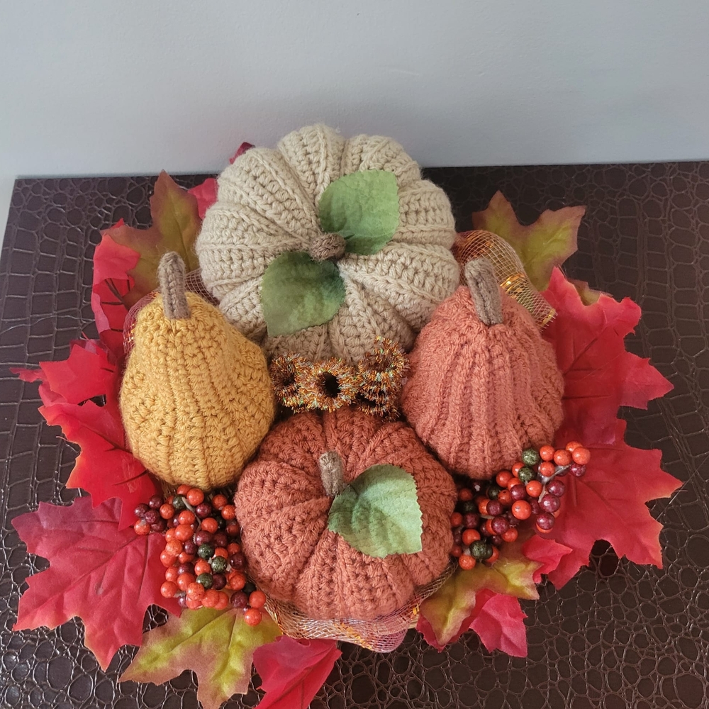 Handcrafted Crochet Knit Pumpkin and Gourd Decor.